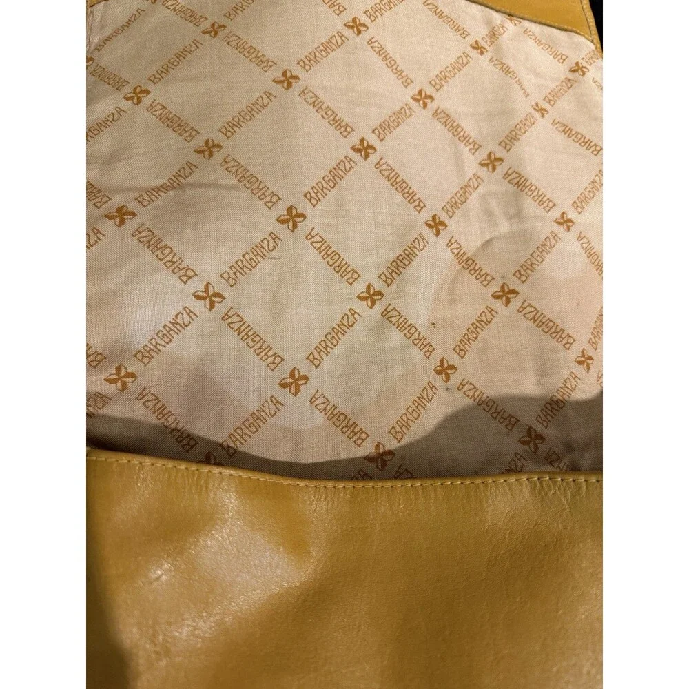 Barganza Genuine Leather Mustard Yellow Embossed Paisley Messenger Bag